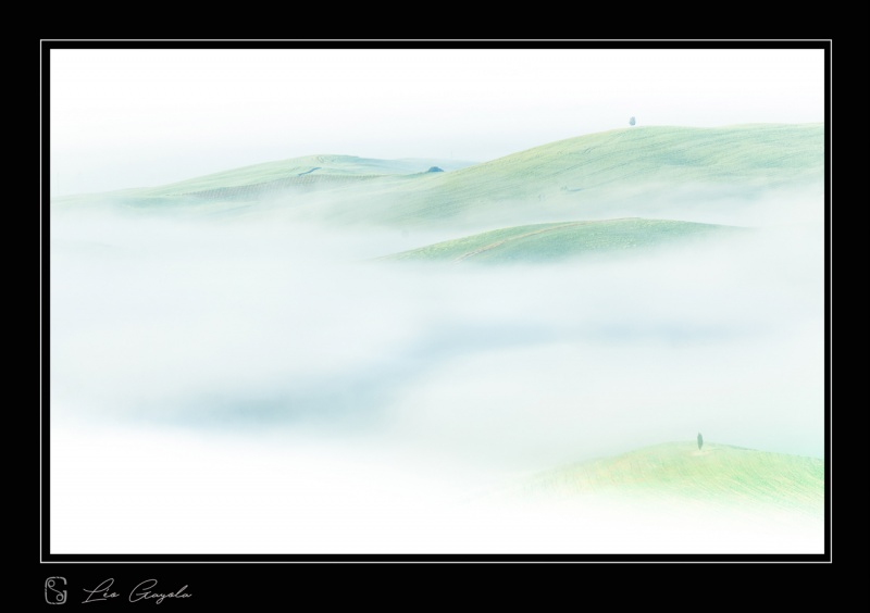 Brume matinale en mai en Toscane lors d'un stage photo paysage